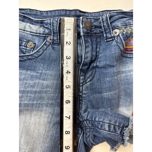 True Religion Girls Sz 14 Joey Shorts Denim Distressed Embroidered Jean Kids - Picture 11 of 16